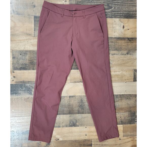 Lululemon Warpstreme Commission Slim Pants Stretch Mens 33 Burgundy M5522S - Picture 1 of 9